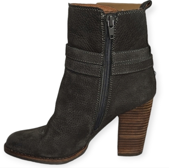 Lucky Brand Shoes Latonya Bootie Heeled Ankle Boots Nubuck Storm Black Size 6M - Picture 4 of 13